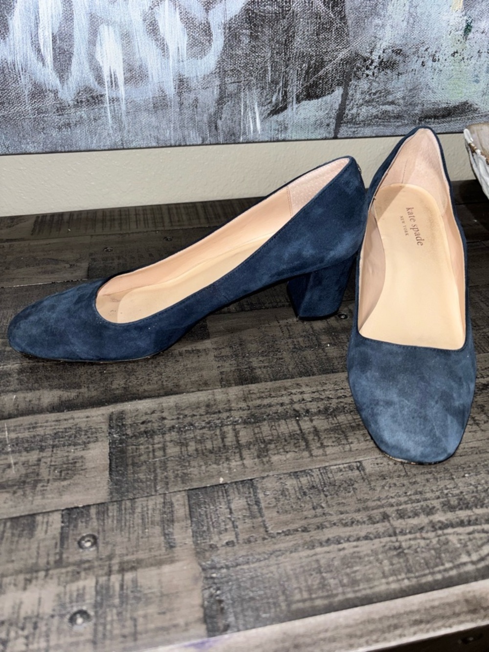 Kate Spade New York navy suede box pump SZ 7 - Picture 7 of 9